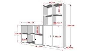 4 Kapakli Rafli Kitaplik 260 Cm Beyaz KTP-1437-Ç