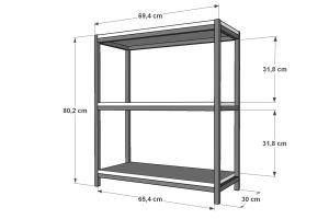 Raflı İki Katlı Geniş Metal Komodin Meşe 80 Cm MTL-KMD-1011-M