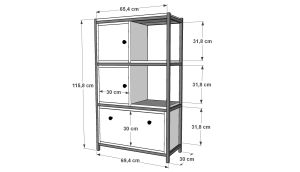 Raflı Üç Katlı Dolaplı Düşer Kapaklı Metal Çok Amaçlı Dolap Antrasit 69 Cm MTL-ÇAD-1018-A