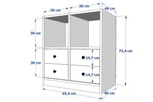 Çekmeceli Raflı Beyaz Çok Amaçlı Dolap 65,4 Cm Çıtasız ÇA-D-1104-Ç