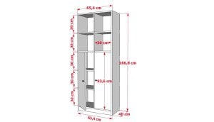 2 Kapakli Rafli Giysi Dolabi Beyaz 65 Cm G-YD-1043-Ç