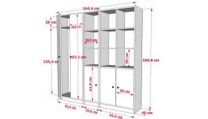 Rafli Askilikli Giysi Dolabi Gardrop Beyaz 165 Cm G-YD-1058-Ç