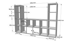 Rafli Kitaplikli Tv Ünitesi Beyaz 197 Cm TVT-1097-Ç