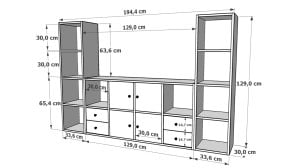 Rafli Çekmeceli Tv Ünitesi Beyaz 197 Cm TVT-1099-Ç