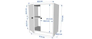 Kapaklı Raflı Beyaz Çok Amaçlı Dolap 65,4 Cm Çıtasız ÇA-D-1143-Ç