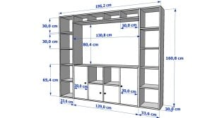 Dolapli Kitaplikli Tv Ünitesi Beyaz 197 Cm TVT-1119-Ç