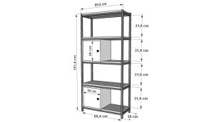 Raflı Dört Katlı Dolaplı Metal Kitaplık  Beyaz 69 Cm MTL-KTP-1019-B