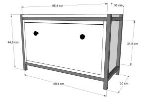 Tek Katlı Düşer Kapaklı Geniş Metal Komodin Meşe 69 Cm MTL-KMD-1010-M