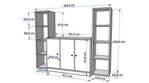 Rafli Kitaplikli Tv Ünitesi Beyaz 165 Cm TVT-1127-Ç