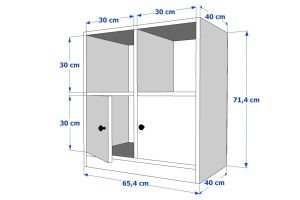 Kapaklı Raflı Beyaz Çok Amaçlı Dolap 65,4 Cm Çıtasız ÇA-D-1103-Ç