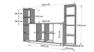 Rafli Kapakli Tv Ünitesi Beyaz 197 Cm TVT-1135-Ç