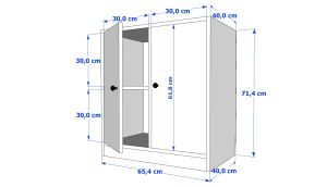 Raflı İki Kapaklı Beyaz Komodin Çıtasız KMD-1029-Ç