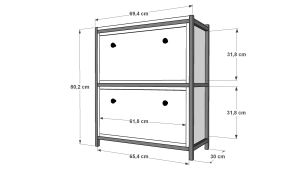 İki Katlı Düşer Kapaklı Metal Çok Amaçlı Dolap Meşe 69 Cm MTL-ÇAD-1010-M