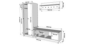 Dolaplı Askılıklı Raflı Puflu Beyaz Vestiyer Çıtasızı 194 cm VST-1091-Ç