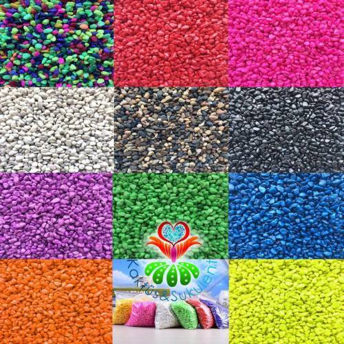 2 kg Teraryum Çakıl Taşı, Dekoratif Renkli Taş -10 Farklı Renk-1-2 cm çaplı 1 paket 2 kg Ağırlığında