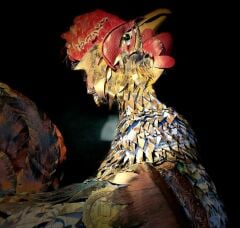 El Yapımı Metal Horoz, Dekoratif Sanat Ürünü 80x70 cm Ebatlarında