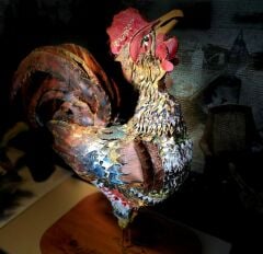 El Yapımı Metal Horoz, Dekoratif Sanat Ürünü 80x70 cm Ebatlarında
