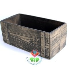 Eskitme Gri Renk Dikdörtgen Saksı-Orkide ve Aranjmanlar İçin İdeal,30x20x20 Boyutu-Obje, Biblo Suku