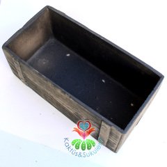 Eskitme Gri Renk Dikdörtgen Saksı-Orkide ve Aranjmanlar İçin İdeal,30x20x20 Boyutu-Obje, Biblo Suku