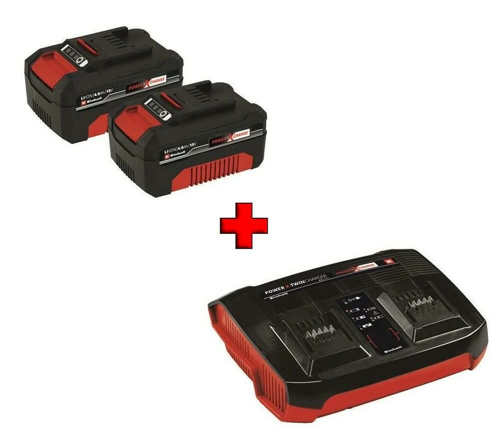 Einhell Şarj Cihazı Power-X-Twincharger 3 A ve Einhell 2x18V 4,0Ah PXC-Twinpack CB A1 Akü