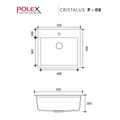 POLEX P-08 Granit Evye 50.5*55.5 cm Siyah