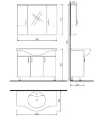 Kare Banyo Trend 100 cm Alt Modül Lavabosuz