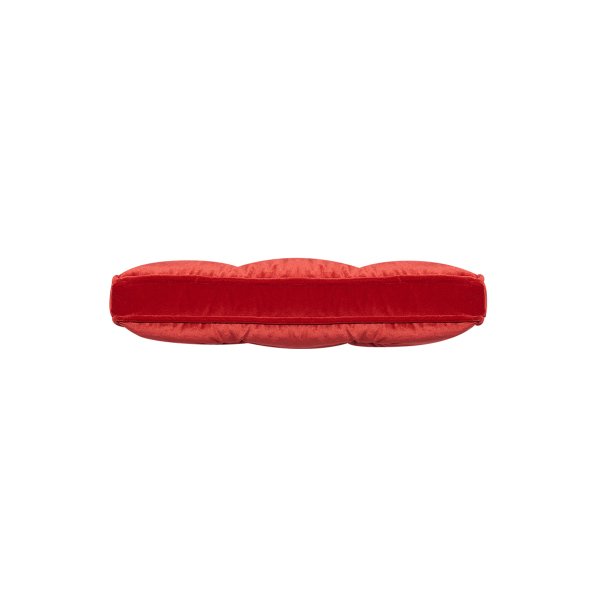 Dikdörtgen Düğme Detaylı Kırmızı Kadife Yastık