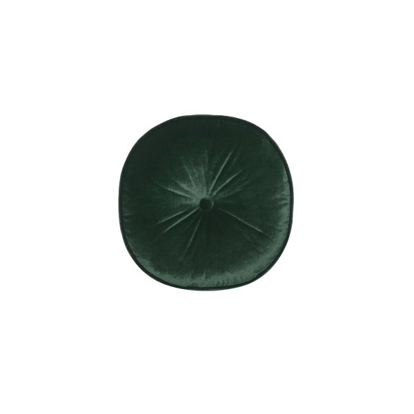 Yuvarlak Düğme Detaylı Yeşil Kadife Yastık