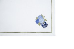 Mavi Floral Keten 2'li Peçete Seti