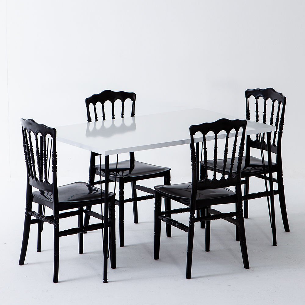 Nero Beyaz Masa 75x110 cm Miray Siyah Sandalye Mutfak Masa Takımı
