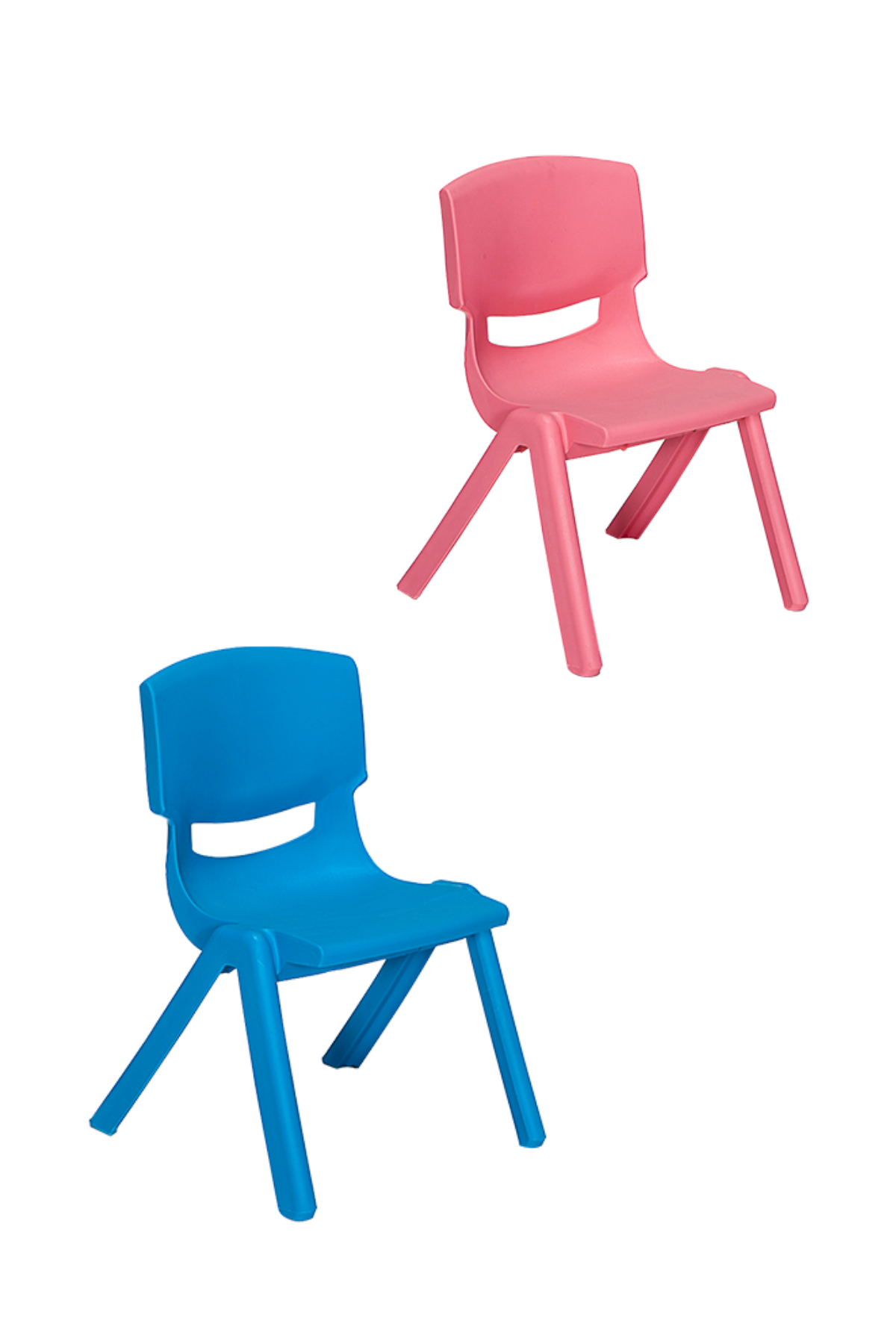 Junior 2 Adet Kreş Anaokulu Çocuk Sandalyesi Sert Plastik- Mavi/Pembe