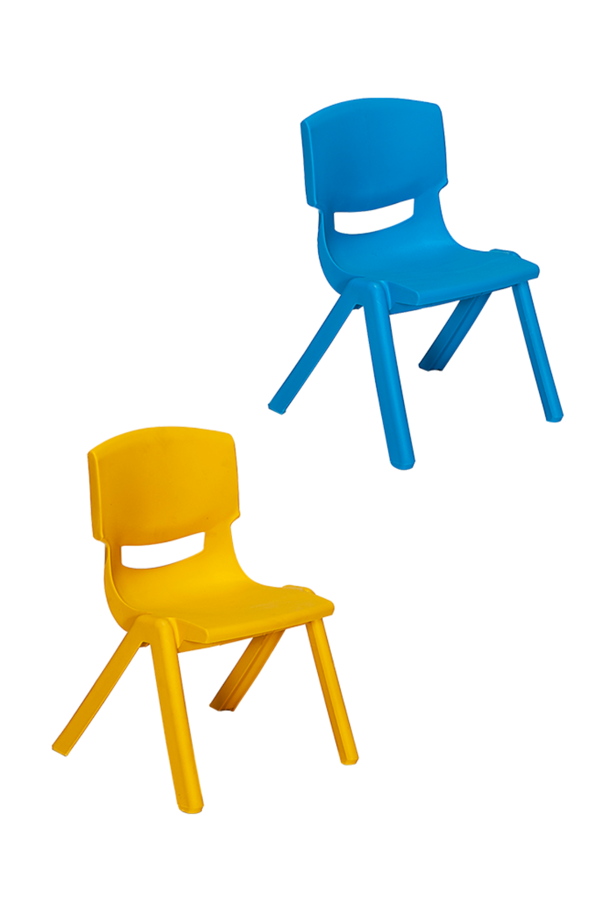 Junior 2 Adet Kreş Anaokulu Çocuk Sandalyesi Sert Plastik- Sarı/Mavi