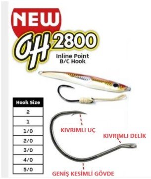 OH2800 Inline Point B/C HOOK 1/0 (6 pcs)