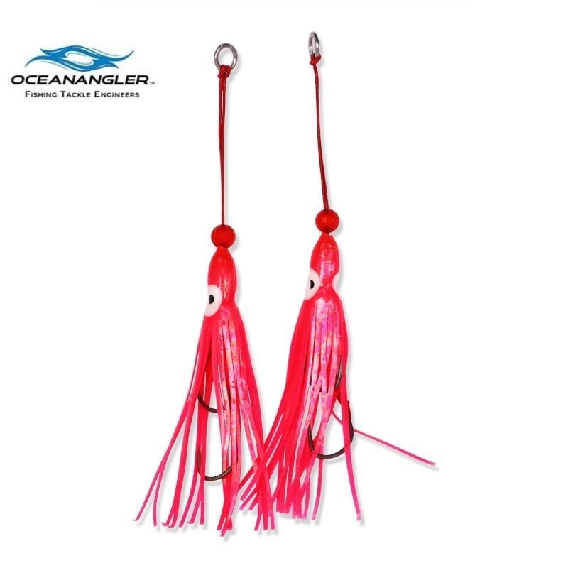 Ocean Angler Jitterbug Twin Hook pack- 2.5 Hot Pink