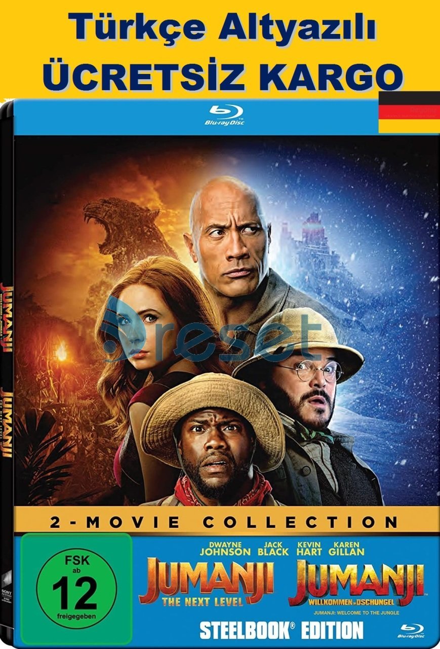 Jumanji Next Level + Welcome To The Jungle - Yeni Seviye + Vahşi Orman Blu-Ray Steelbook 2 Film Koleksiyon