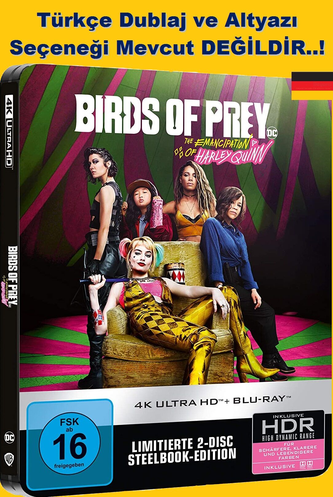Birds of Prey and the Fantabulous Emancipation of One Harley Quinn Yırtıcı Kışlar Steelbook 4K Ultra HD+Blu-Ray 2 Disk