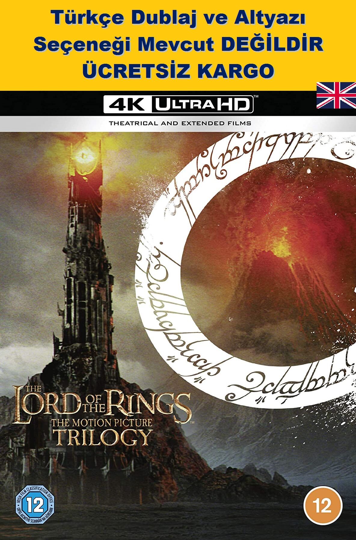 The Lord of The Rings Trilogy Uzatılmış ve Sinema Versiyonu  4K Ultra HD+Blu-Ray 2 Disk Karton Kutulu