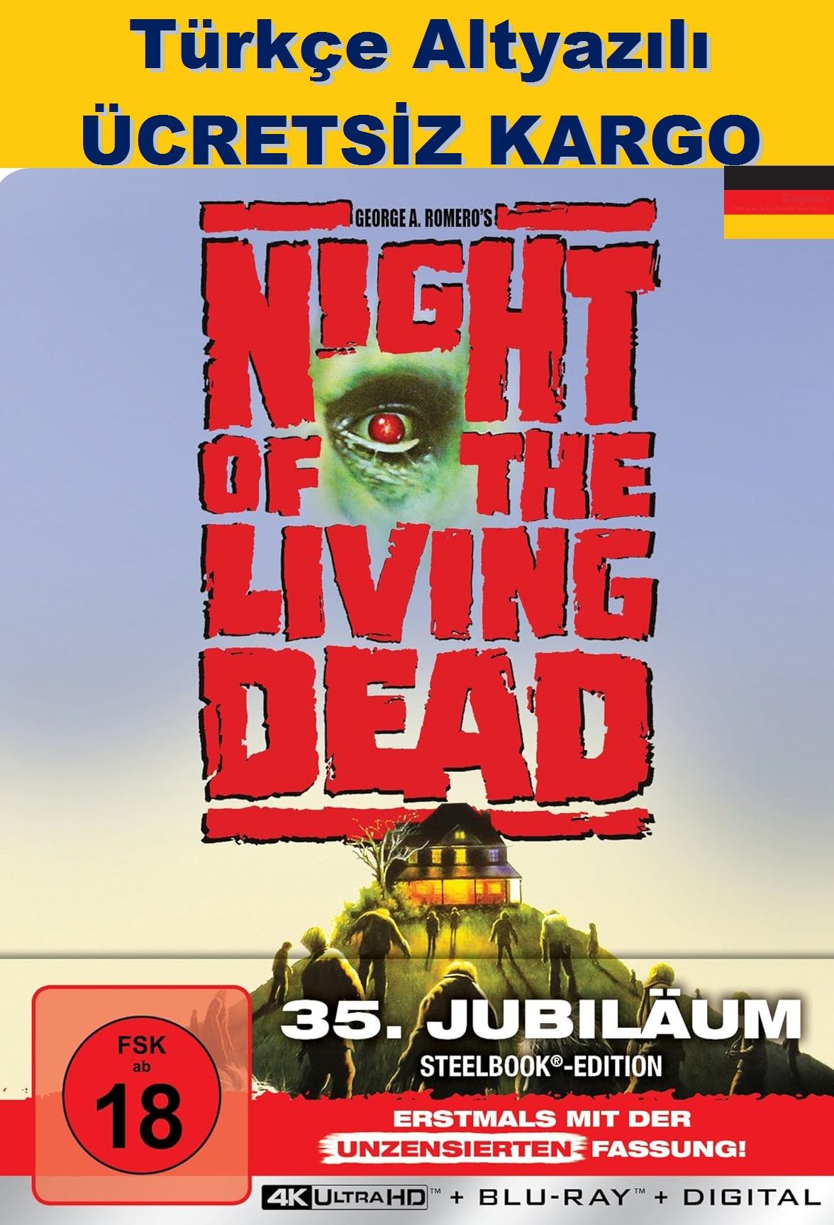 The Night of the Living Dead - Yaşayan Ölülerin Gecesi 4K Ultra HD+Blu-Ray 2 Diskli Steelbook