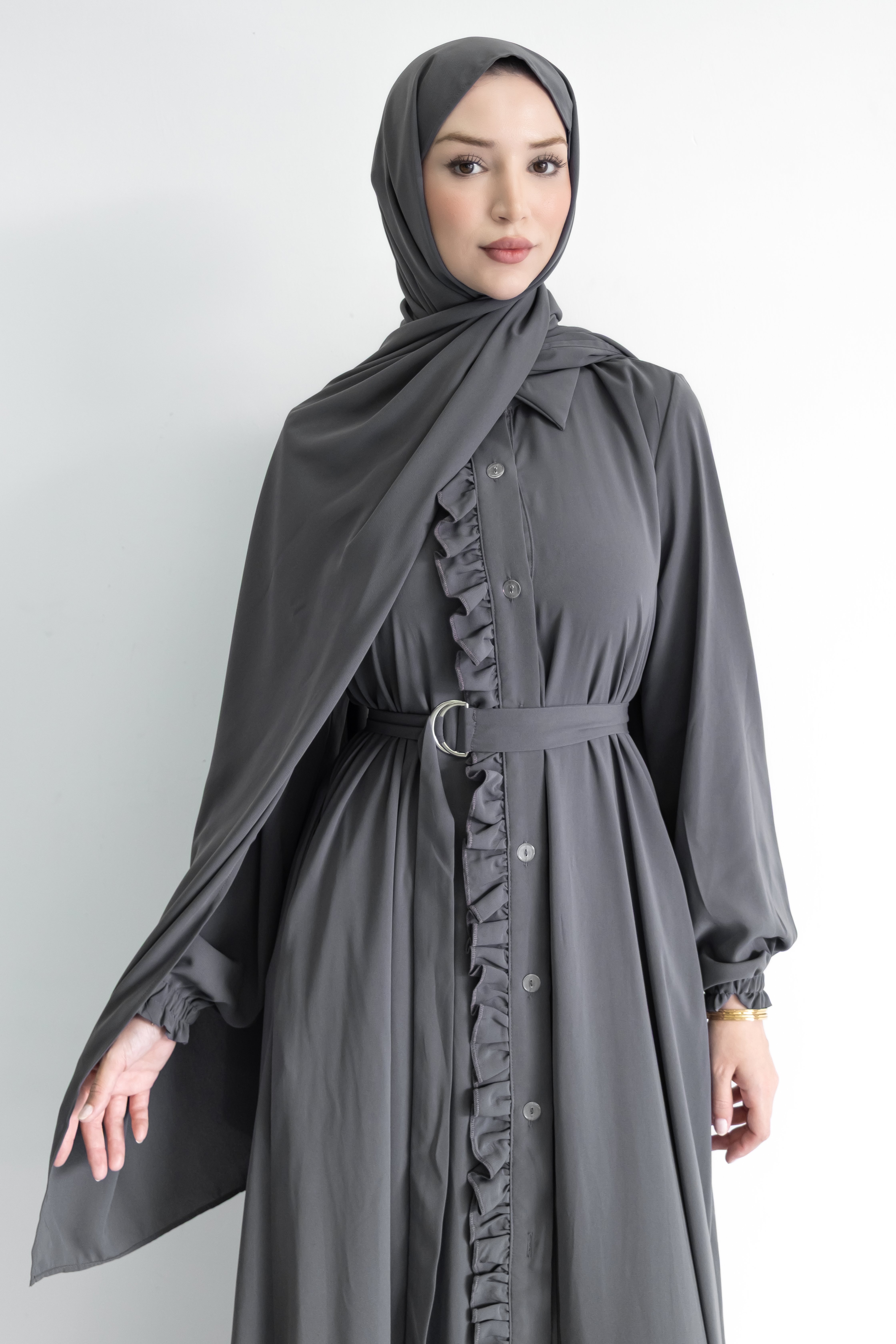 Medine İpeği Şal-Gri