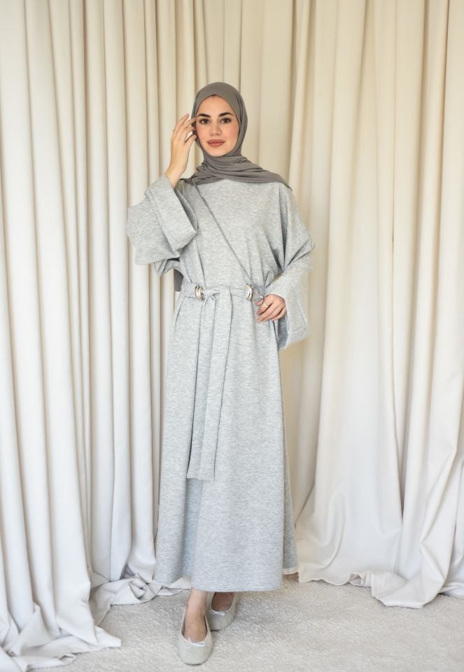 Scuba Elbise - Gri