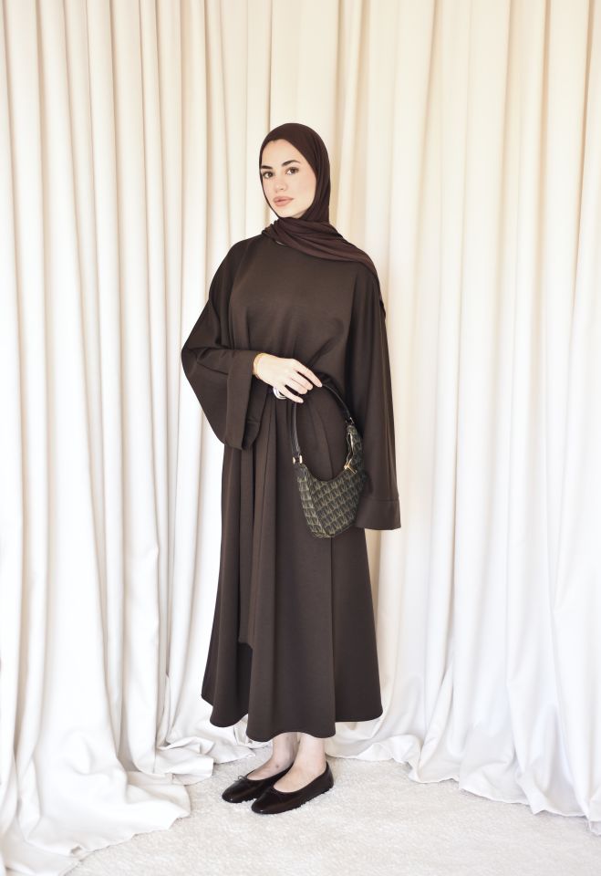 Scuba Elbise - Acı Kahve