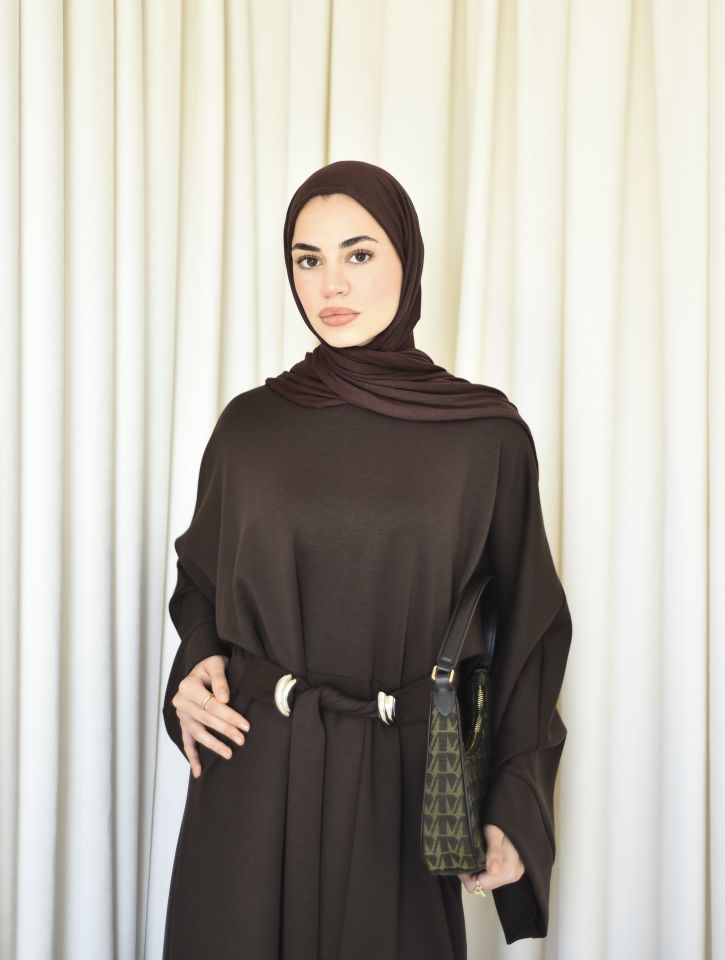 Scuba Elbise - Acı Kahve