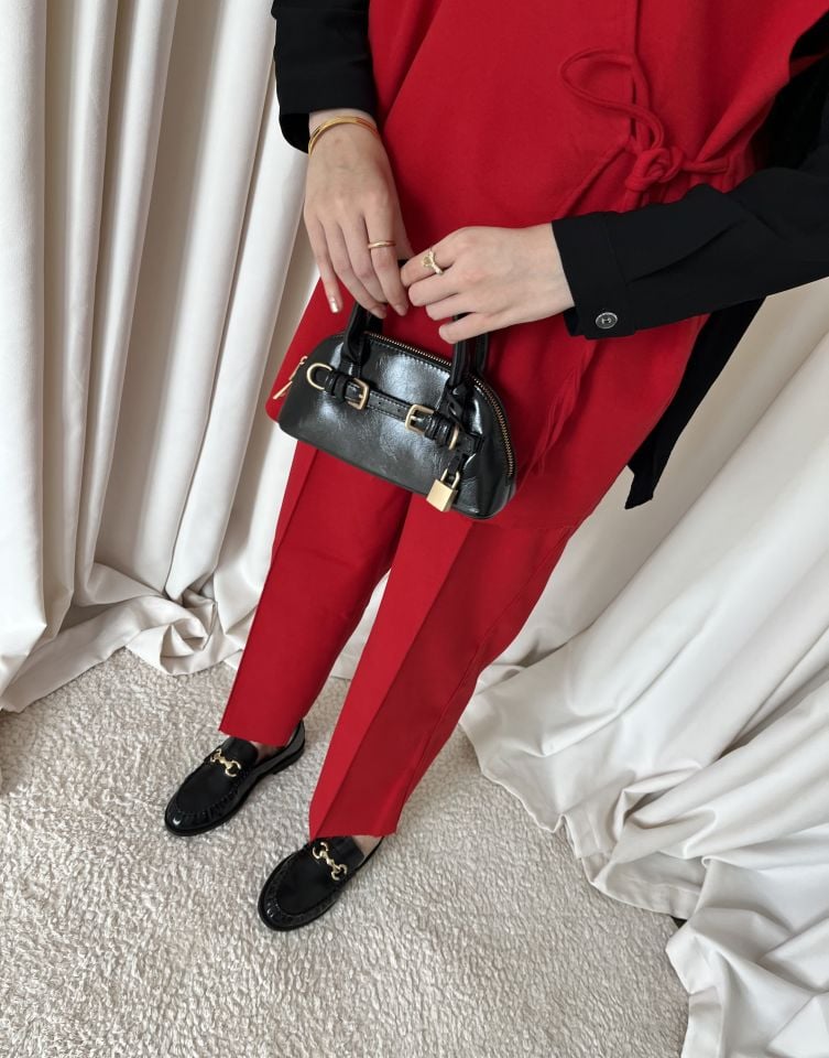 Yelekli Kaşe Takım - Kırmızı