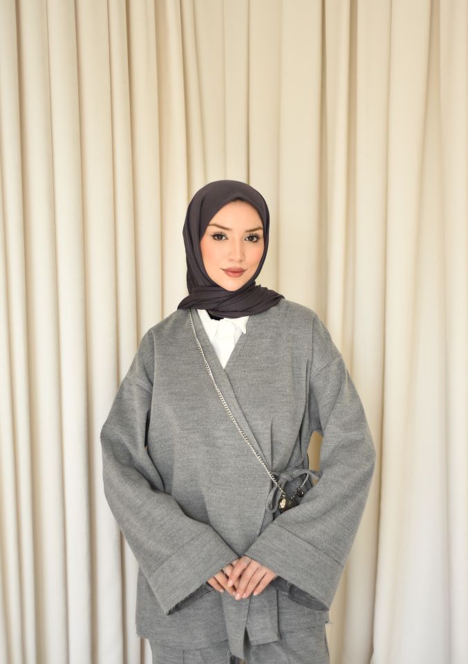 Yandan Bağlamalı Kaşe Takım - gri