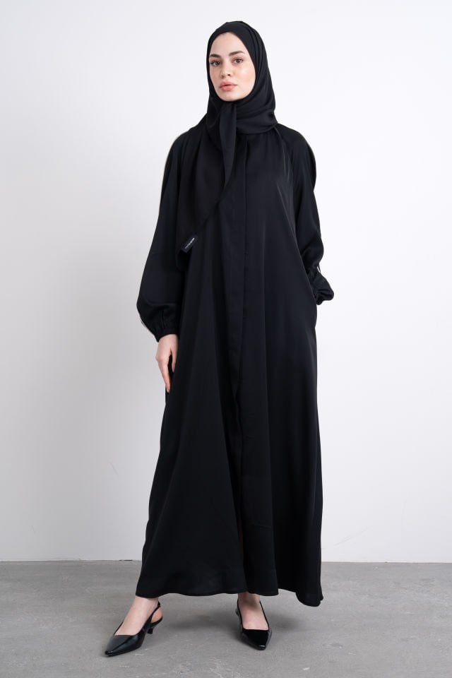 Biyeli Balon Kol Ferace Tam Yazlık