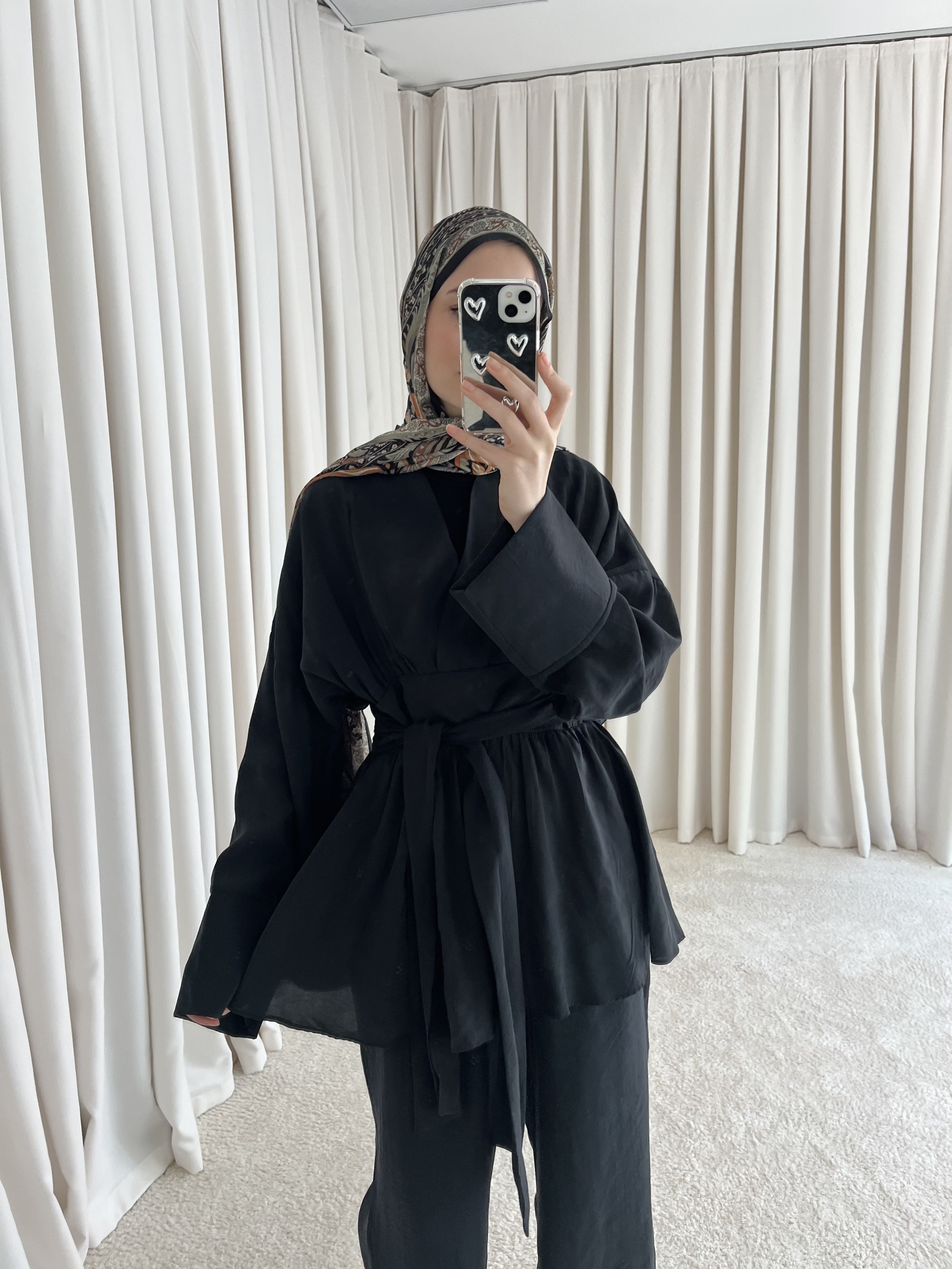 Modal Kuşaklı Pantolonlu Takım