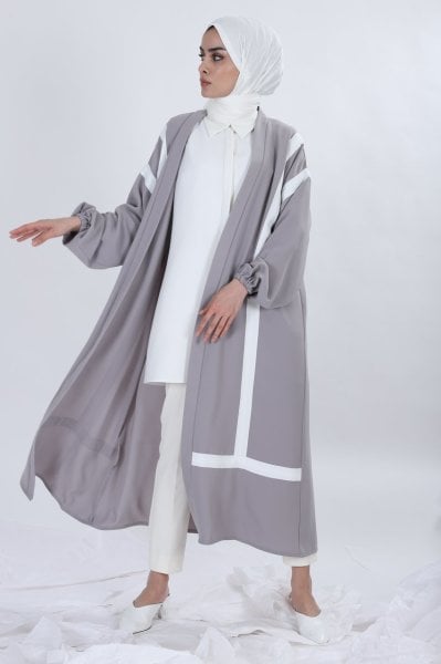 ŞERİTLİ ABAYA BİLEK LASTİKLİ