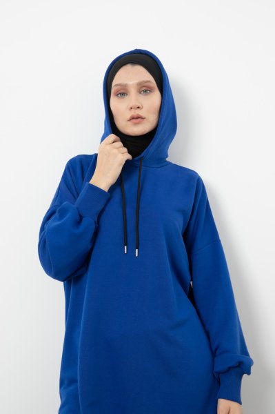 Saks Mavi Kapüşonlu Takım