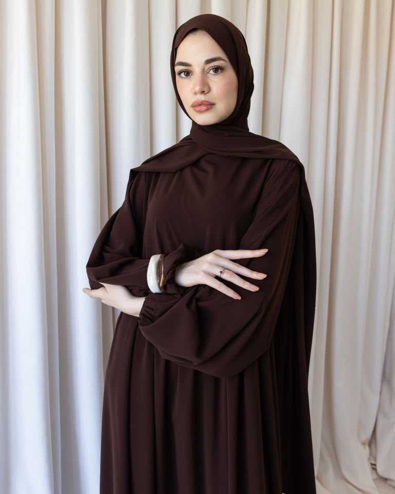 Robalı Elbise - Kahve