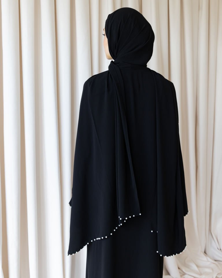 İncili Medine İpeği Şal-Siyah